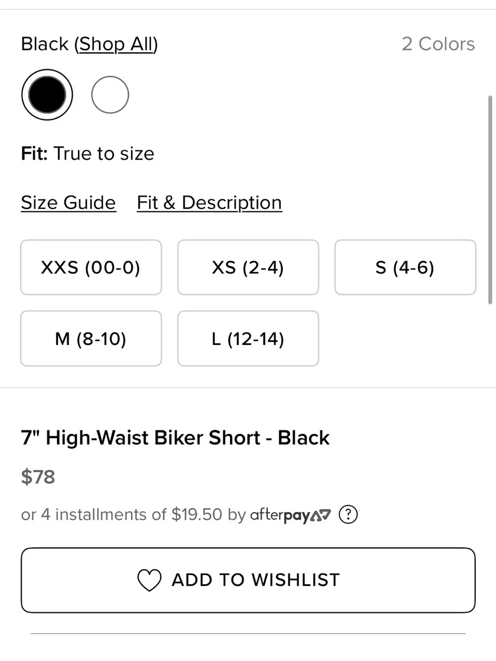 ALO High-Waist Biker Short - Black 7”